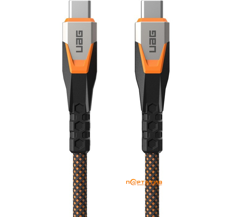 Кабель UAG Rugged Double Braided Nylon USB-C to USB-C 3.2 Cable 240W 0.75m Black/Orange (9B4415114097)