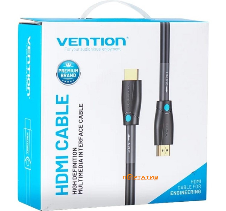 Кабель Vention HDMI M - M V2.0 Engineering 4K 60Гц 18Gbps HD 7.1 PVC 10m Black (AAMBL)