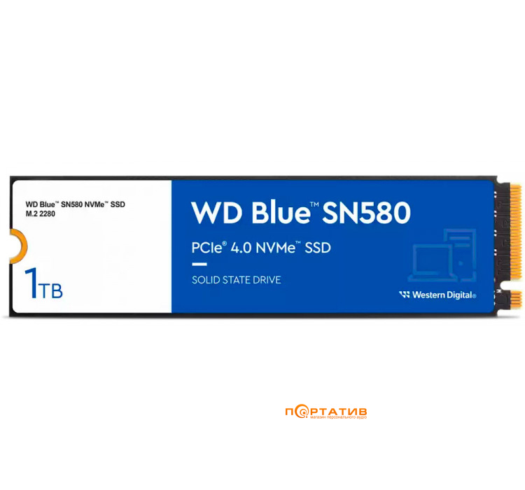 WD SSD 1ТB Blue SN580 M.2 NVMe (WDS100T3B0E)