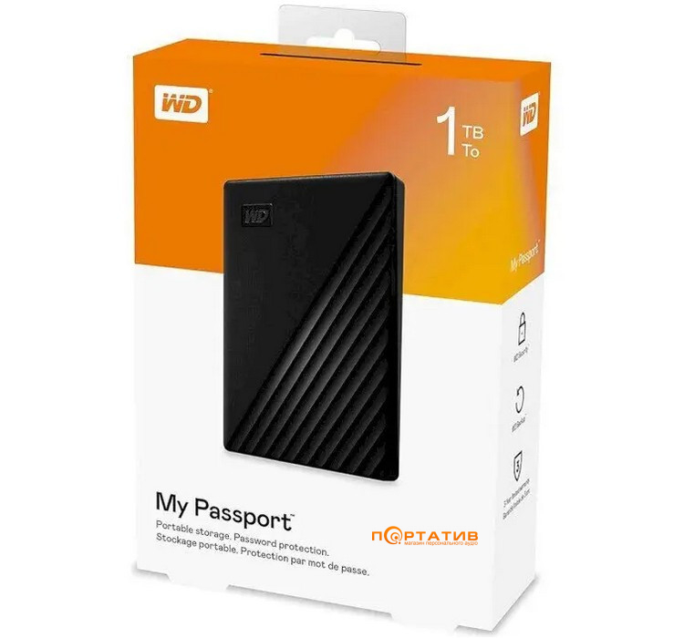 USB HDD накопитель WD My Passport 1TB Black (WDBYVG0010BBK-WESN)