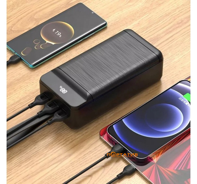 Внешний аккумулятор XO PR157 40000 mAh PD20W + QC22.5W with Light Black