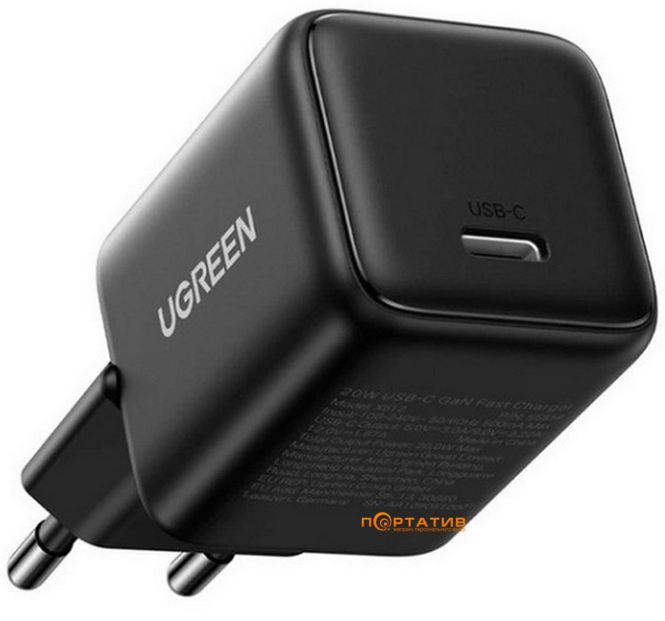 Зарядний пристрій UGREEN X513 USB-C 30W PD GaN Fast Charger Black (65007)