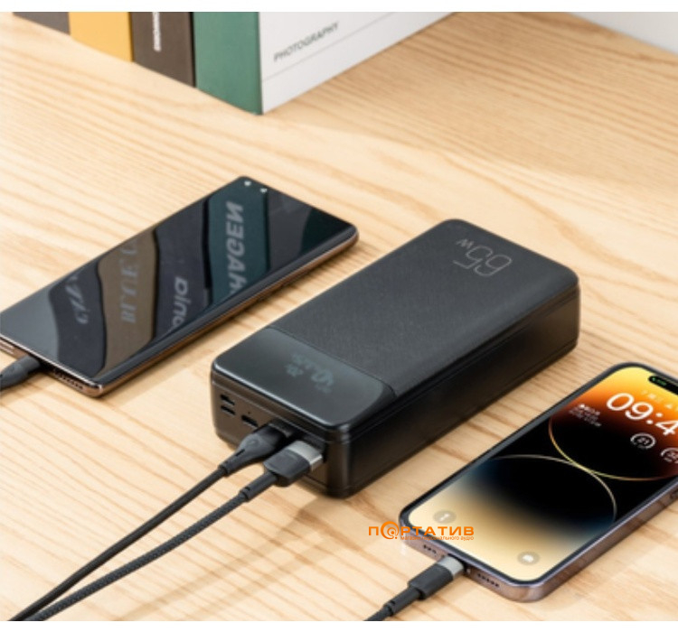 Зовнішній акумулятор XO PR201 30000 mAh PD 65W Black