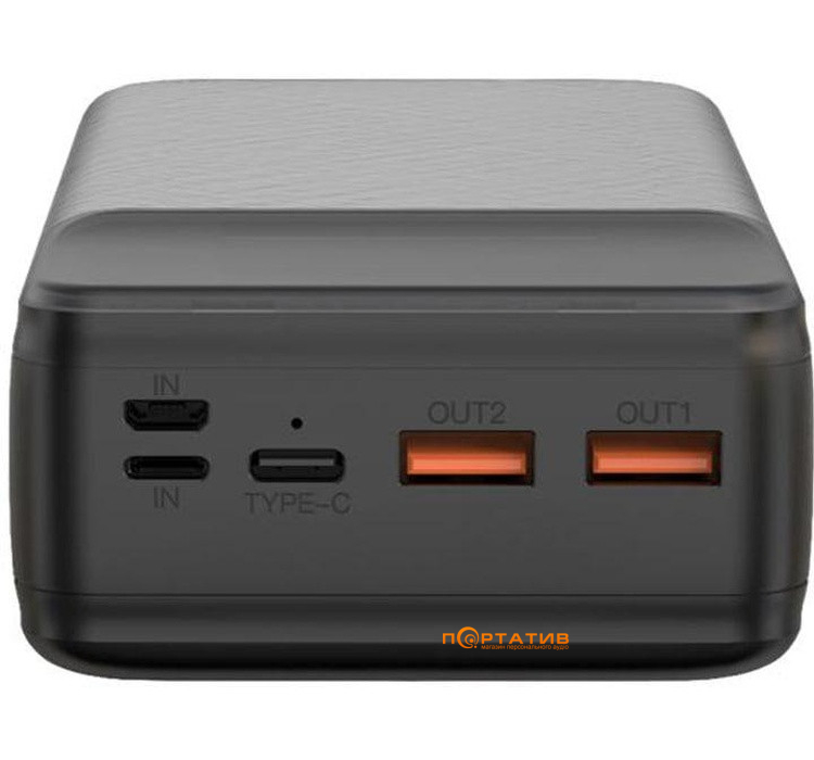 Зовнішній акумулятор XO PR201 30000 mAh PD 65W Black