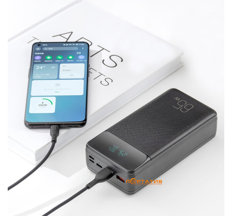 Зовнішній акумулятор XO PR201 30000 mAh PD 65W Black