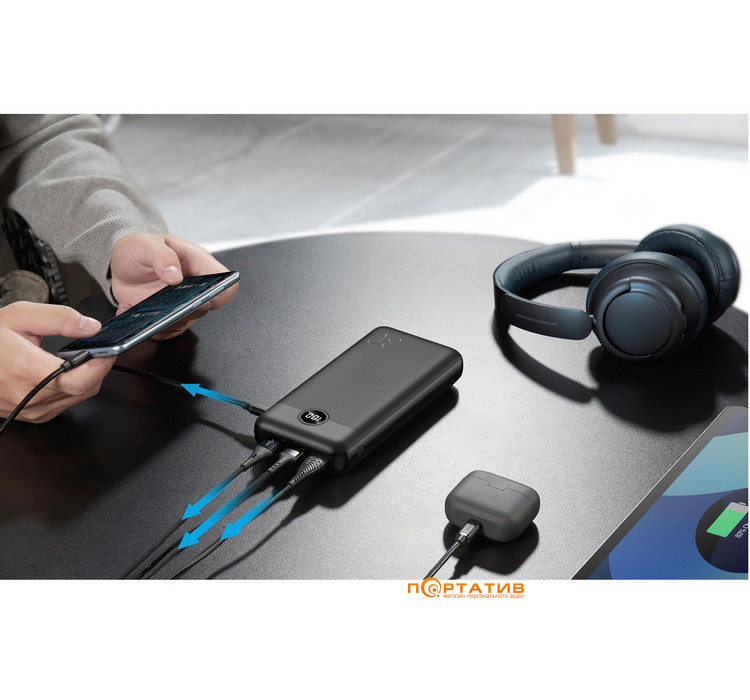 Зовнішній акумулятор Yenkee YPB 3018 - 30000 mAh Type-C PD 20W Black (35057019)