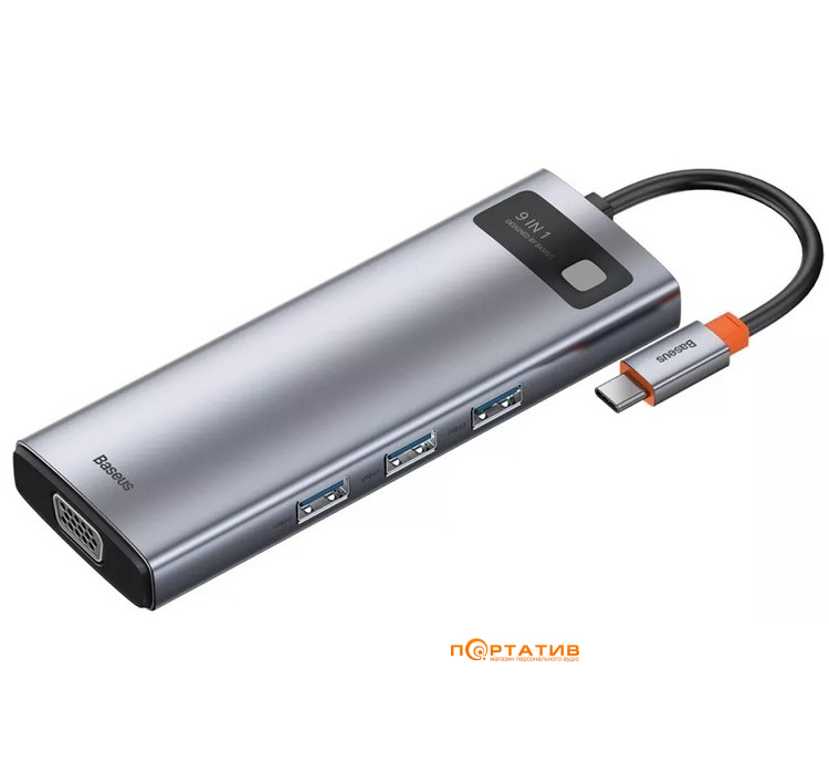 USB-хаб Baseus Metal Gleam Series 9-in-1 Multifunctional Type-C Hub Space Gray (CAHUB-CU0G)