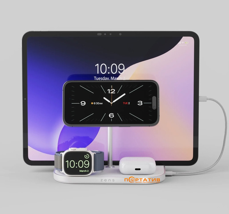 Беспроводное ЗУ Zens 4-in-1 Wireless Charger White (ZEDC29W/00)