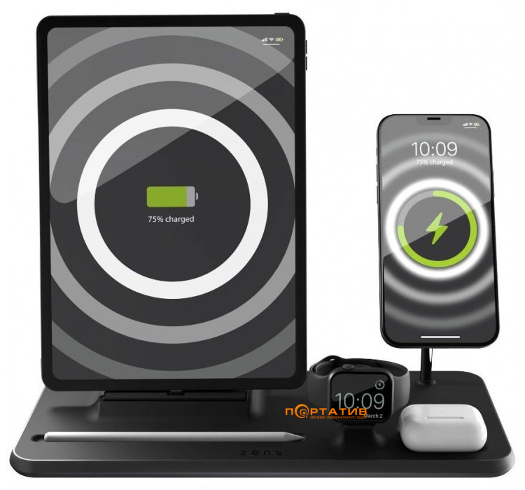 Zens 4-in-1 MagSafe + Watch + iPad Wireless Charging Station Black (ZEDC21B/00)