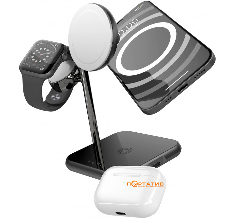 Zens 4-in-1 MagSafe + Watch Wireless Charging Station Black (ZEDC22B/00)
