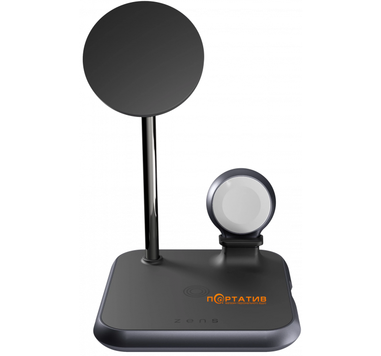 Беспроводное ЗУ Zens 4-in-1 Magnetic + Watch Aluminium Wireless Charger Black (ZEDC20B/00)