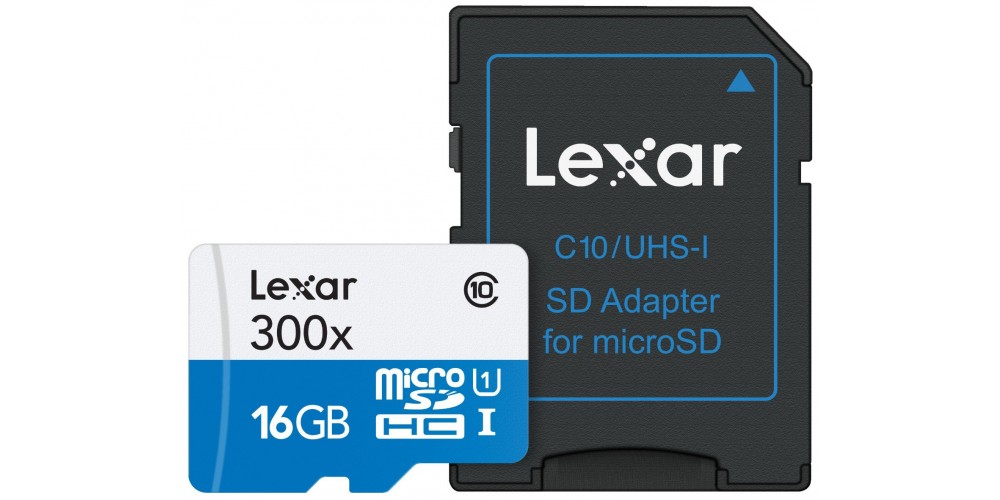 Lexar 16 GB Micro SDHC 300x UHS-I C10 High-Performance + SD-адаптер (LSDMI16GBB1EU300A)