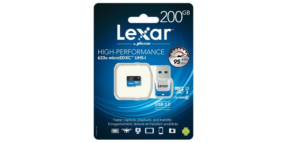 Lexar 200GB Micro SDXC 633x UHS-I C10 High-Performance + USB3.0-адаптер (LSDMI200BBEU633R)