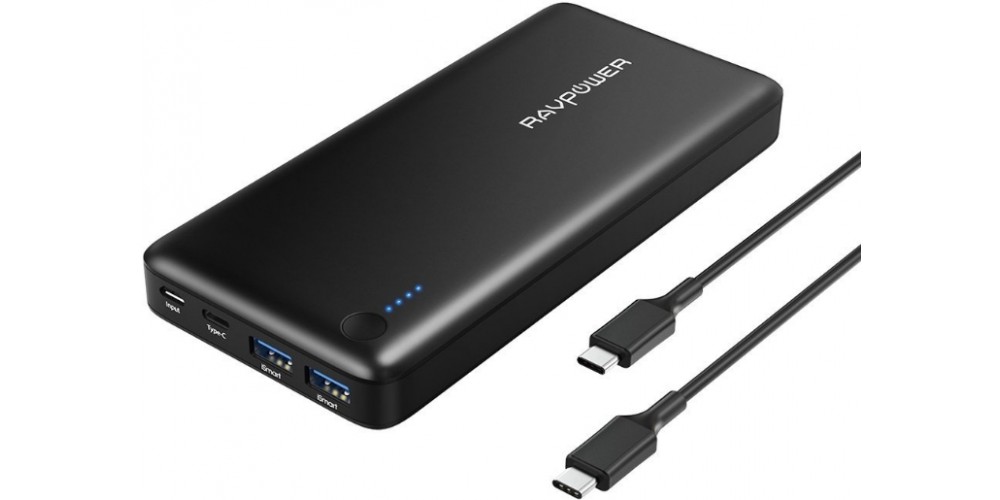 RavPower USB C Power Bank 20100mAh Type C Port iSmart Data Transfer, 30W for Laptop Black (RP-PB059)