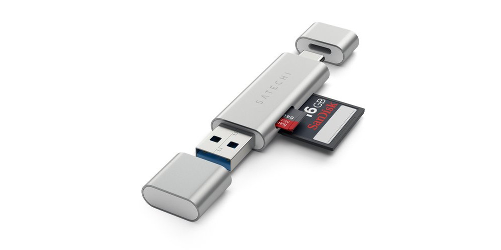 Satechi Aluminum Type-C USB 3.0 and Micro/SD Card Reader Silver (ST-TCCRAS)