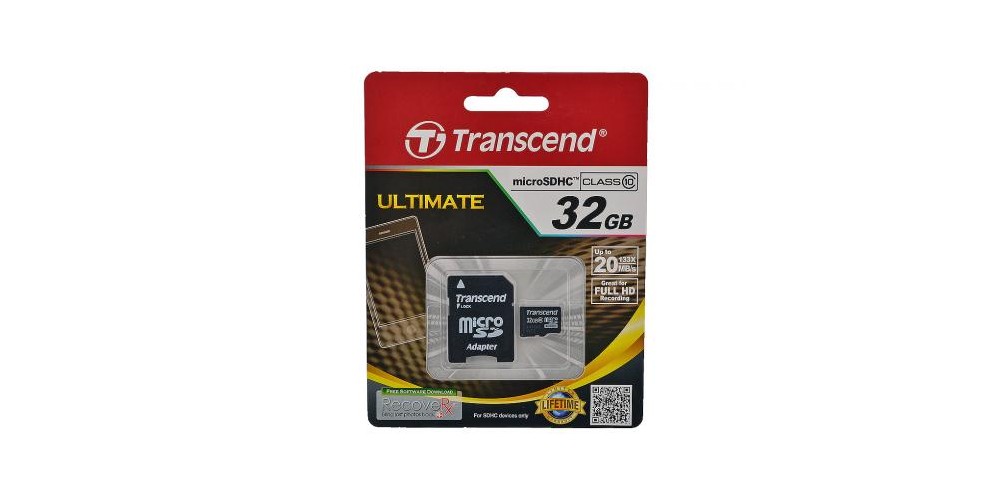 Transcend microSDHC 32GB Class 10 UHS-I + SD Adapter (TS32GUSDU1)