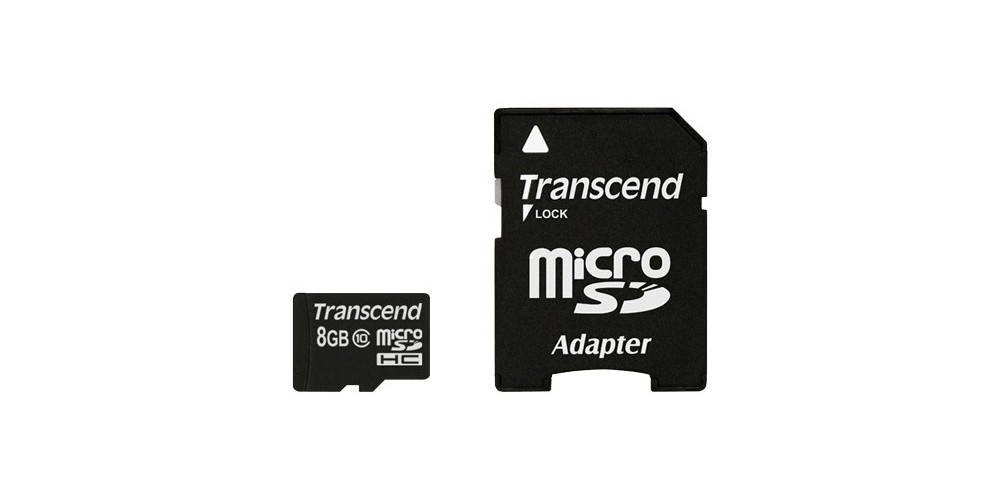 Transcend microSDHC 8GB Class 10 + SD Adapter (TS8GUSDHC10)
