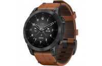 Смарт-часы Garmin Epix 2 Sapphire - Black/Carbon Gray DLC Titanium with Chestnut leather band (010-02582-30