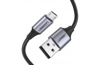 Кабели и переходники UGREEN US290 USB 2.0 to Micro USB Cable Nickel Plating Aluminum Braid 2A 2m Black (60148)