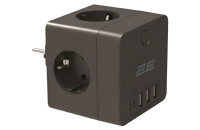 Кабелі та подовжувачі 2E 3x Type F, 16A, 2x USB-A, 1x USB-C, Black (2E-AD431BK)