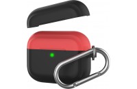 Аксесуари для навушників AHASTYLE Two Color Silicone Case with Carabiner for Apple AirPods Pro Black/Red (AHA-0P400-BBR)