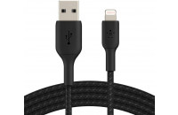 Кабелі та перехідники Belkin USB-A - Lightning BRAIDED 1 m Black (CAA002BT1MBK)