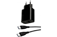 Зарядные устройства Cutana GaN 20W Dual-Port Power Adapter + Type-C Cable Black