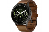  Garmin Venu 4 - 45 mm, Slate with Black Silicone Band and Brown Leather Band (010-03014-03)