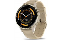  Garmin Venu 3S Soft Gold Stainless Steel Bezel with French Gray Case and Leather Band (includes Fren