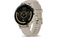  Garmin Venu 3S Soft Gold Stainless Steel Bezel with French Gray Case and Silicone Band (010-02785-02