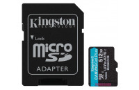 Картки пам'яті  Kingston microSDXC 512GB UHS-I U3 A2 V30 Canvas Go Plus + SD Adapter (SDCG4/512GB)