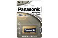 Элементы питания Батарейка Panasonic EVERYDAY POWER KRONA 6LR61 BLI 1 ALKALINE (6LR61REE/1B)