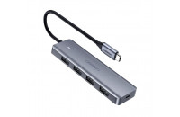 Хабы и кардридеры UGREEN CM219 4-in-1 USB Type-C to 4xUSB 3.0 HUB Space Gray (70336)