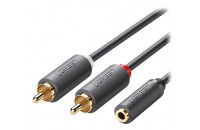 Кабелі аудіо-відео UGREEN AV102 3.5 mm F to 2RCA Audio Cable 1 m Grey (10588)