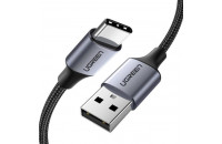 Акустика и аудиосистемы UGREEN US288 USB-A - Type-C Cable Aluminum Braid 1 m Black (60126)